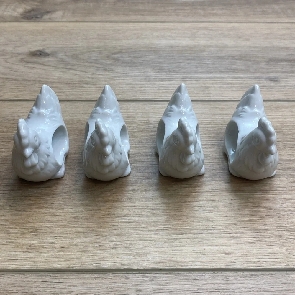 Vintage Porcelain Chicken Napkin Rings‎